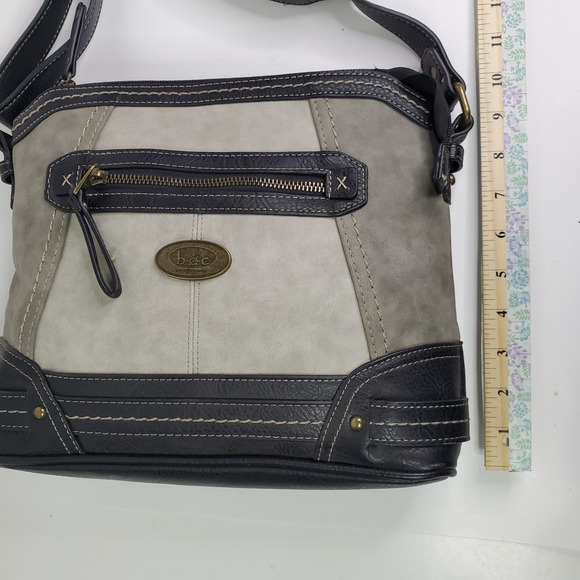 B.O.C. Born Concepts Gray and Black Vinyl Tote Shoulder Handbag Purse Medium - Picture 8 of 11